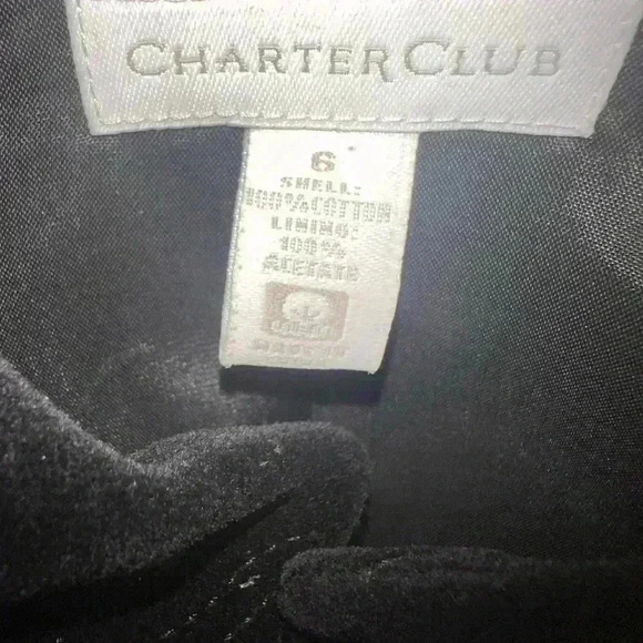 Charter Club size 6 fitted black velveteen button down jacket baroque stitching. - Picture 6 of 10